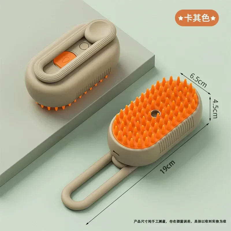 Cepillo De Vapor para Mascotas Adiós al Pelo Suelto, herramienta de cuidado con puntas de goma y función de masaje.