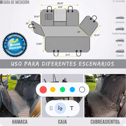 Protector de Asientos para Perros Premium: Impermeable, Antideslizante y Resistente