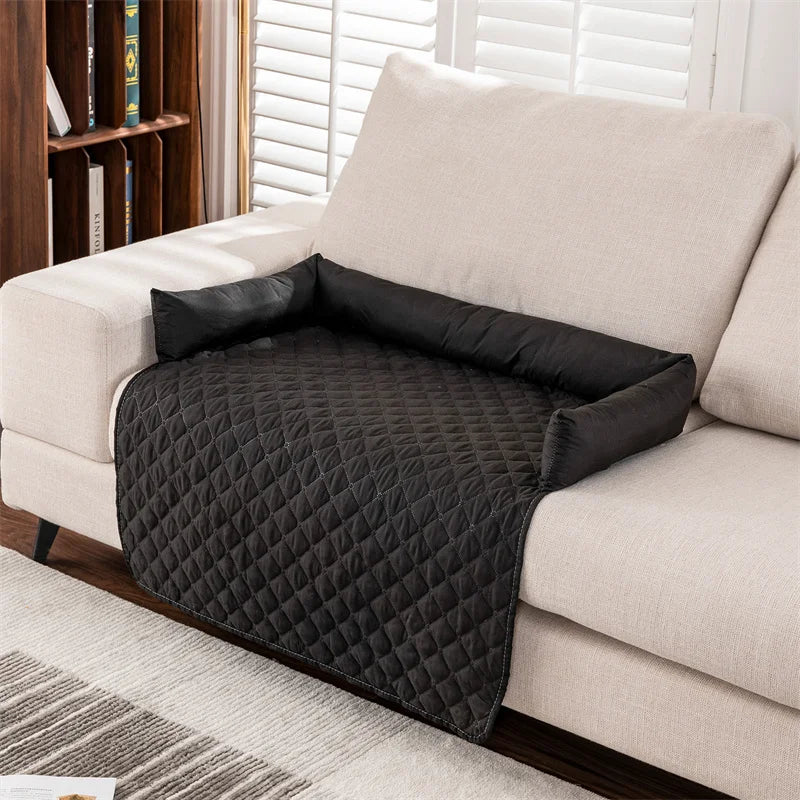 Waterproof Pet Dog Bed Blanket Mat Dog Sofa Couch Slipcover Pet Pad with Neck Pillow Washable Cat Calming Nest for Travel Home