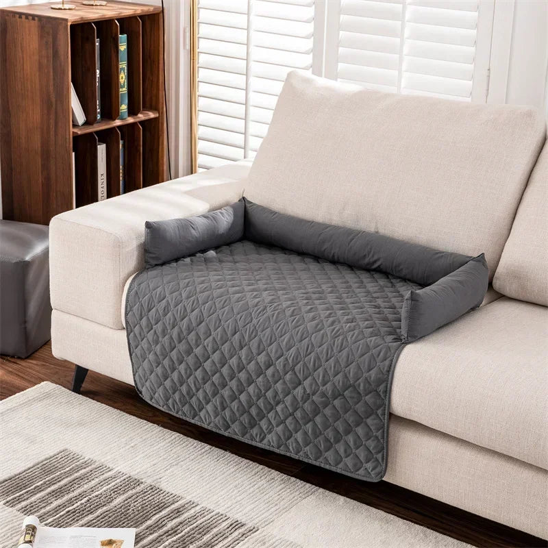 Waterproof Pet Dog Bed Blanket Mat Dog Sofa Couch Slipcover Pet Pad with Neck Pillow Washable Cat Calming Nest for Travel Home